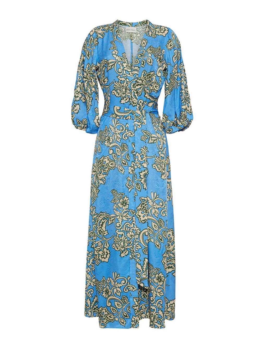 Cara Cara Blue Floral Wrap Midi Dress